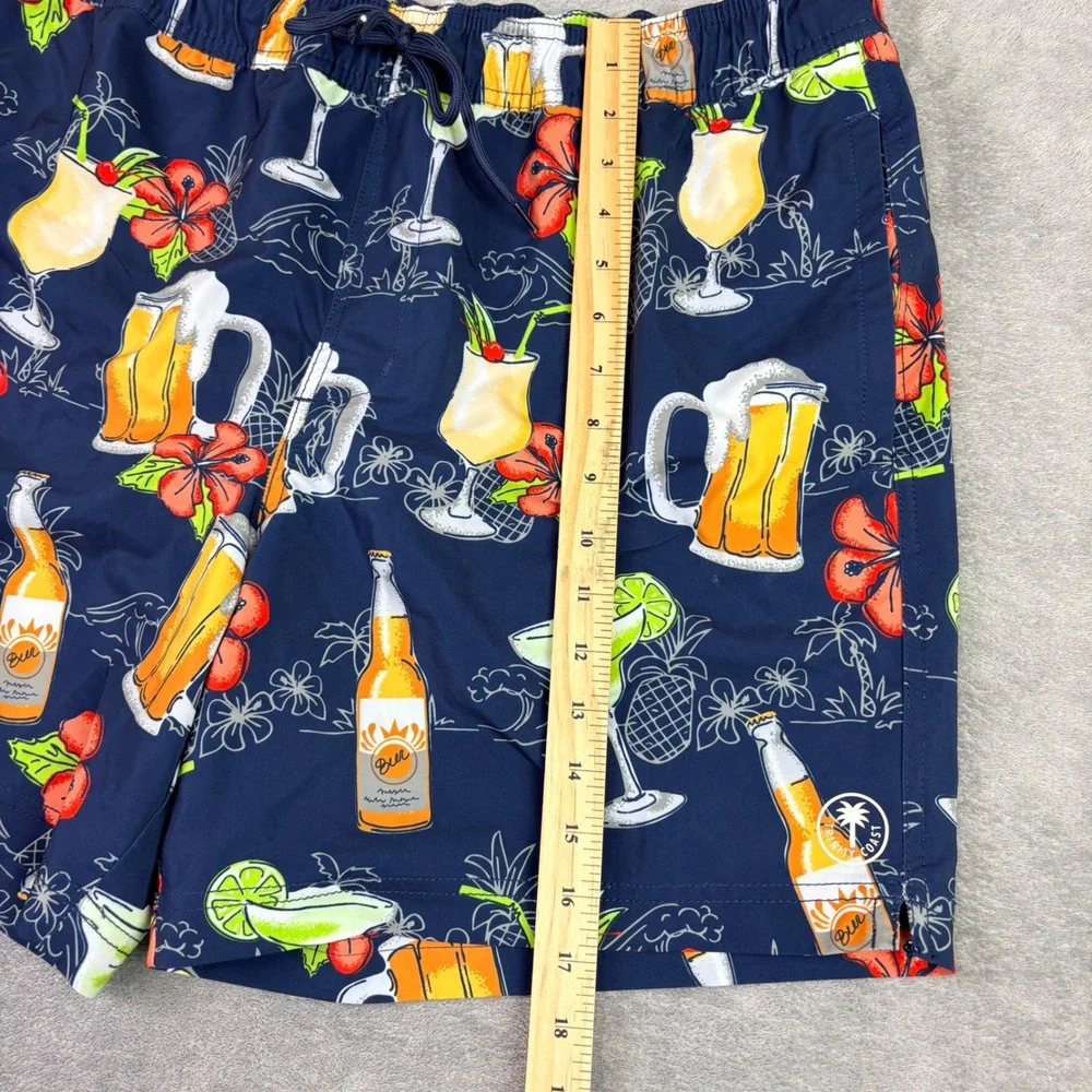 Trinity‎ Coast Mens XL Navy Blue Tropical Drink Print Swim Trunks 6